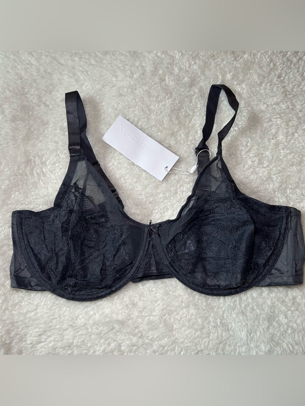 HSIA Enchanted Unlined Lace Underwire Bra 42C Gray NEW